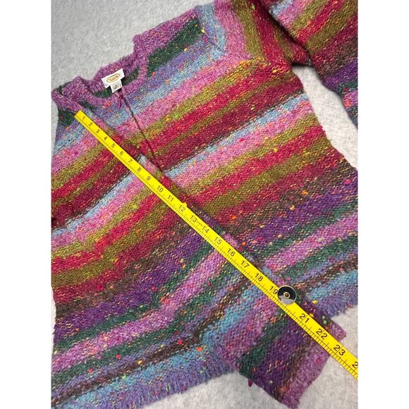 TALBOTS Womens XL VTG Two-Way Zip Cardigan Sweater Multicolor Striped Wool Blend - Picture 8 of 12